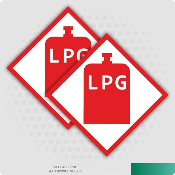 2 x LPG Warning Sticker Stickers, Caravan, Motorhome, Campervan Vehicle Van 140mm x 140mm