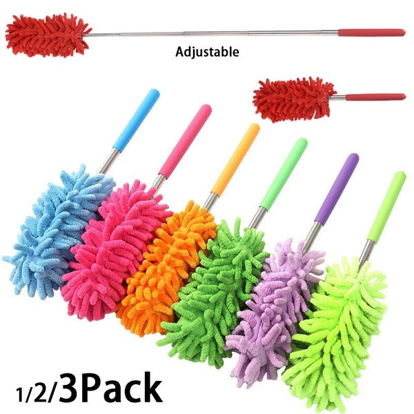 1-2-3Pack Adjustable Chenille Car Feather Duster Dust Duster Dust Shan Dusting Brush Furniture Cleaning Handle Magic Dusters