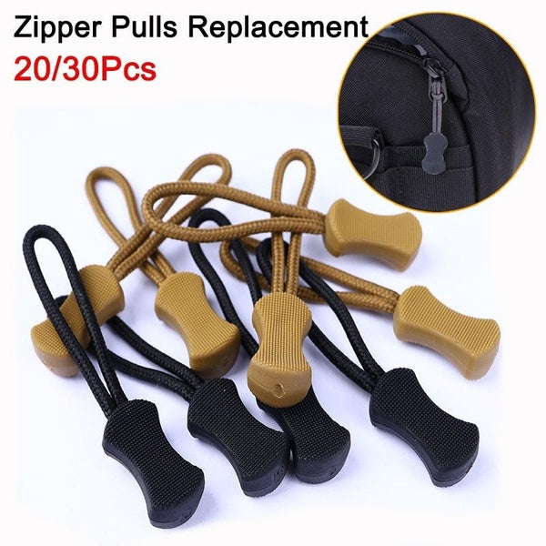 30-20 pièces tirette tirette fin ajustement corde étiquette pince de remplacement boucle cassée fixateur cordon zip onglet sac de voyage valise tente