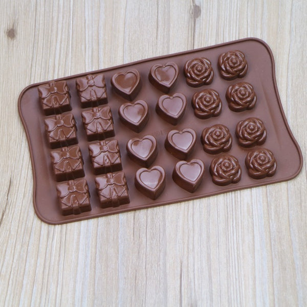 23*14*1.8cm Silicone Heart Rose Chocolate Mold Candy Diy Tools Ice Cube Tray Silicone Form For Cupcake Cake Decorations