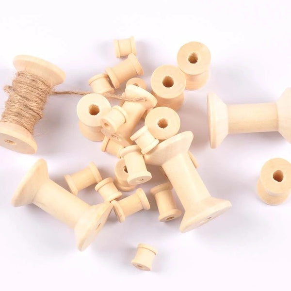50-3pcs Vintage Natutral Wooden Bobbins Empty Thread Spools For Twine Wire Ribbons Reel Spool Sewing Accessories Tools DIY Wood Crafts m2691
