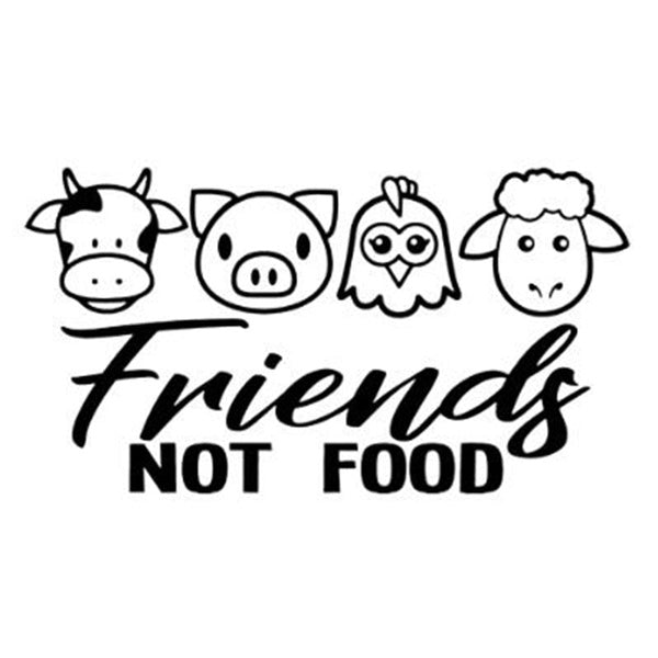 2PCS Black-Sliver Interesting Vegan Friends No Food Cow Chicken Pork Meat Lamb Decal Window Vinyl Car Stickers Decal