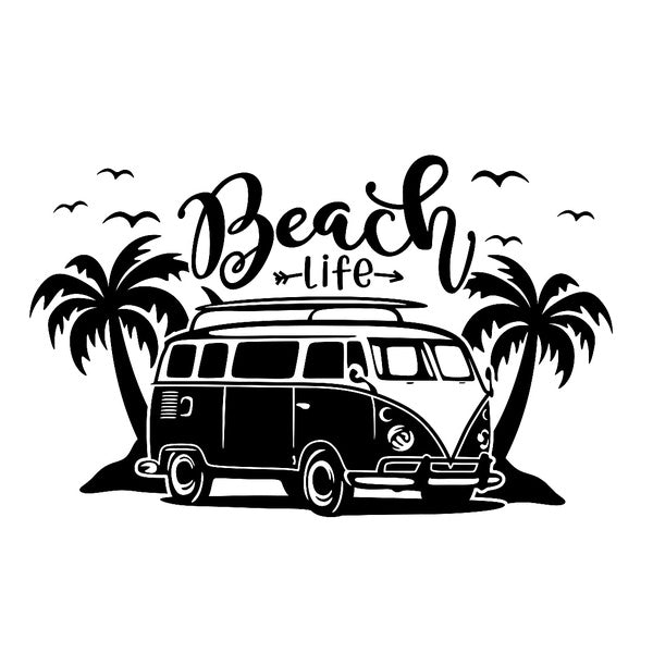 2PCS Set 17cm Beach Life Beach Surfboard Vinyl Decal Sticker Car Bumper Sticker Car Stickers Decal Decor Home Decoration Car Sticker