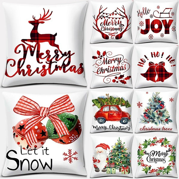 New red fashion Christmas series pattern pillowcase square pillowcase home office decoration (45cm*45cm)