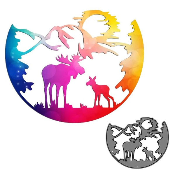 Renne père et fils demi-cercle motif artistique matrices de découpe en métal artisanat gaufrage timbres de Scrapbooking pour la fabrication de cartes