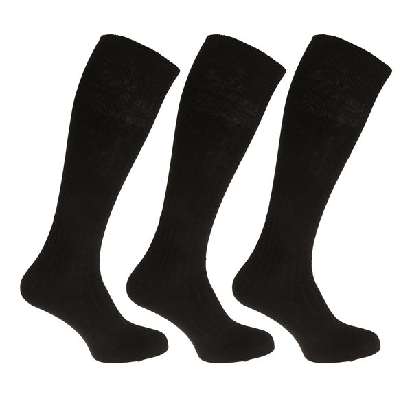 Mens 100% Cotton Ribbed Knee High Socks (Pack Of 3)