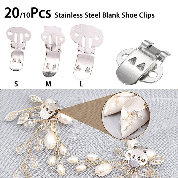 20-10 pièces pinces à chaussures vierges en acier inoxydable boucles de chaussures bricolage artisanat résultats accessoires taille S, M, L