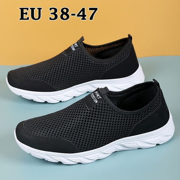Fashion Summer Sneakers for Men Mesh Breathable Walking Shoes Soft Sole Comfy Fitness Shoes Ultra Lightweight Slip-on Running Shoes