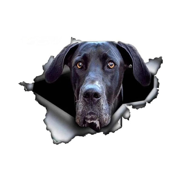 Black Great Dane Dog Head Funny Vinyl Sticker Decal for Car Truck Window Bumper
