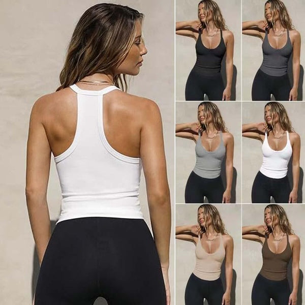 Workout Tops for Women Racerback Tank Tops Yoga Gym Ribbed Sleeveless Shirts Clothes