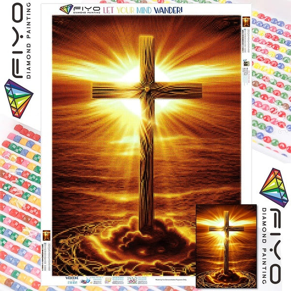 FIYO DIY 5D Cross Diamond Painting Full Drill with Number Kits Home and Kitchen Fashion Mosaic Diamond Painting Canvas Wall Decoration Gift Crafts fo