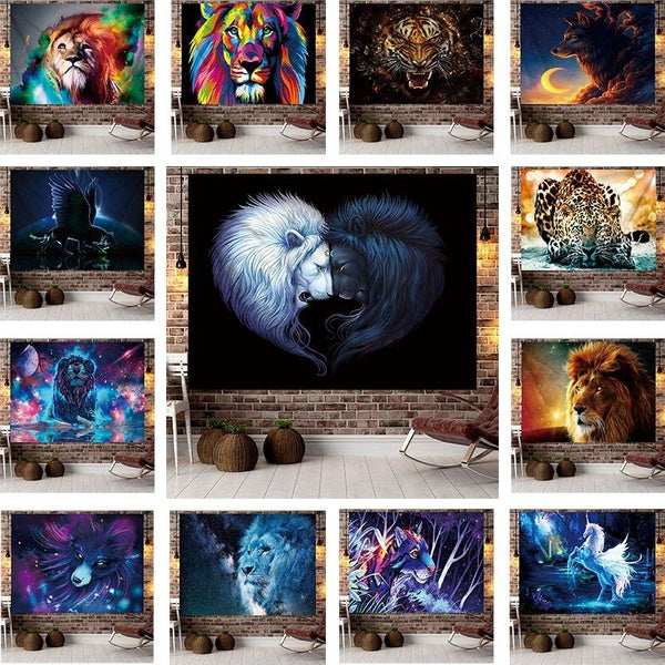 Lion Tapestry Forest Animal Tapestry Wall Hanging Art Decoration Bedroom Tapestry Home Art Wall Decoration Tapestry