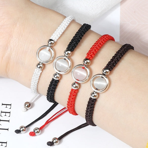 36 Style Chanceux Corde Tressé Bracelet Couple Anneau Avec Rose Oeil De Chat Pierre Bracelets Réglable Noeud Bracelet Charme Femmes Hommes Bijoux