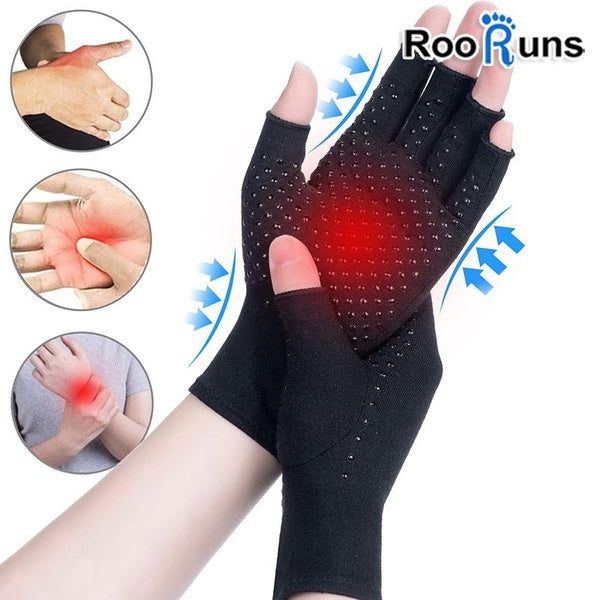 RooRuns Gants de compression demi-doigts pour l'arthrose arthritique Gants de soulagement des douleurs articulaires Gants de soins de santé Gants pou