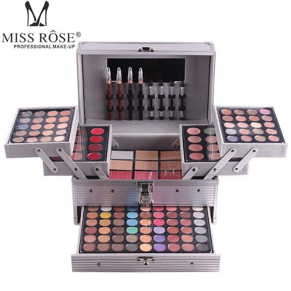 Miss Rose Professional Multifunction Makeup Case Set Kit-Ultimate Color Combination-Holiday Gift Set Cosmetics Eye Shadow Lip Gloss Blush Combo Palet