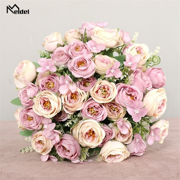 10 Têtes Pivoine Fleurs Artificielles Roses Demoiselles D'honneur Bouquet 5 Branches Soie Faux Fleurs Mariage Décoratif Fleurs Couronnes Vases pour D