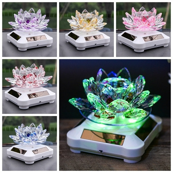 Solar Rotating Crystal Lotus Car Perfume Seat Car Supplies Car Perfume Car Creative Jewelry Ornaments
