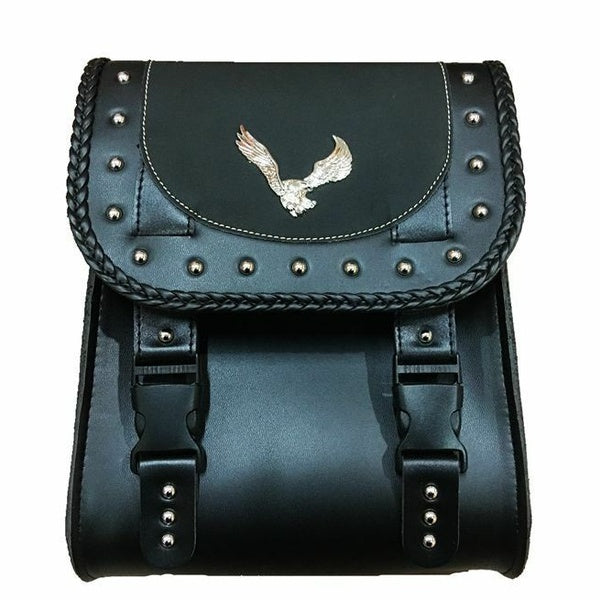 Motorcycle Saddlebag Universal PU Leather Saddle Bag Tool Bag Scooter Offroad Cruiser Chopper Cafe Racer Old School