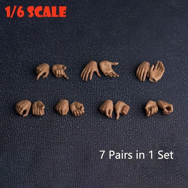7 Pairs 1-6 Scale Hands Type 2.0 Model Accessory Fit 12'' Action Figure Toy Hands Shape Fingers Model Accessories