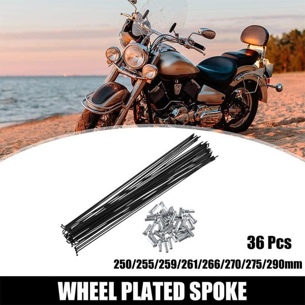 36 Pcs Bicycle Steel Spokes 14G Bike Spoke with Nipples for Most Bicycle Black 250-255-259-261-266-270-275-290mm Length