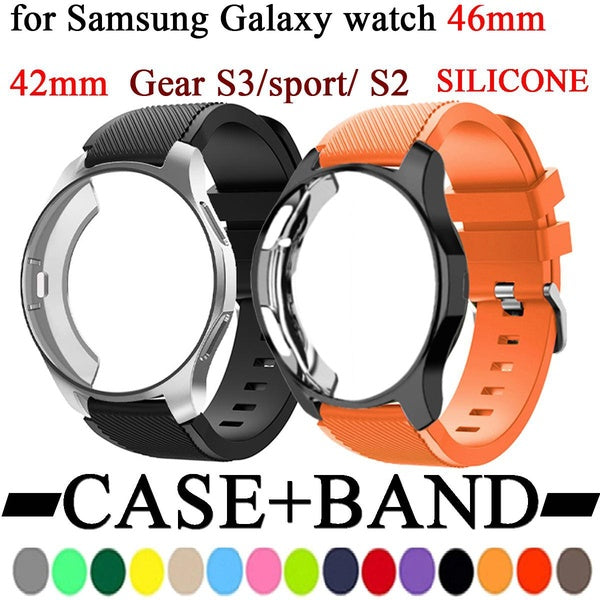 Case Silicone strap for Samsung Galaxy watch 46mm 42mm Gear S3-sport- S2 Frontier classic TPU Sport screen protector cover watchband for Galaxy watch