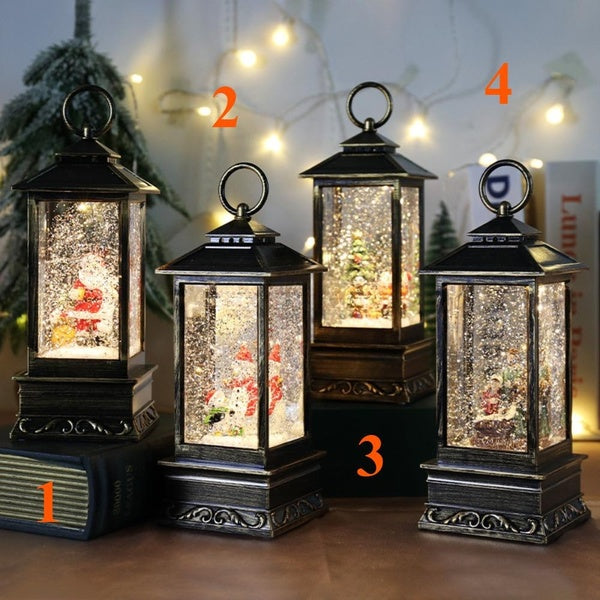 Christmas Musical Snow Globe Lantern, 12 Inch Spinning Glittering Lamp with 6 Hours Timer, USB Powered & Battery Operated for Christmas Decorations (
