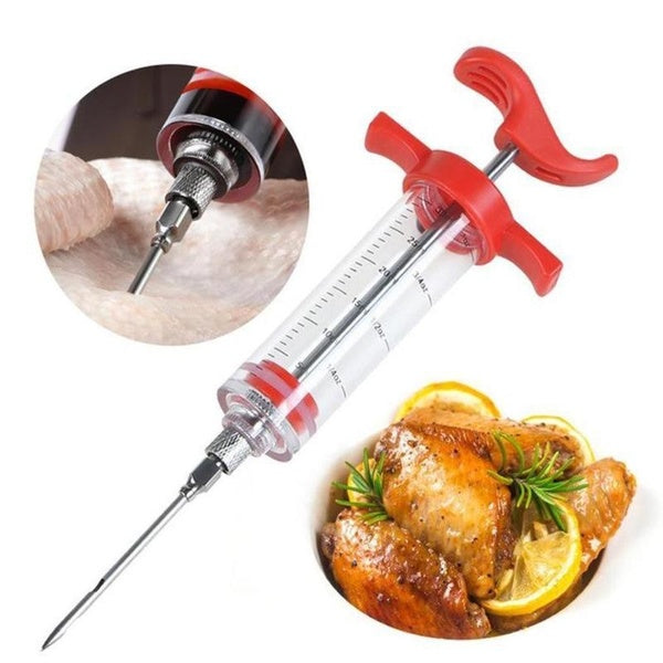 Injecteur de marinade en acier inoxydable, pour dinde, poulet, volaille, Sauce BBQ, seringue, outils de cuisson