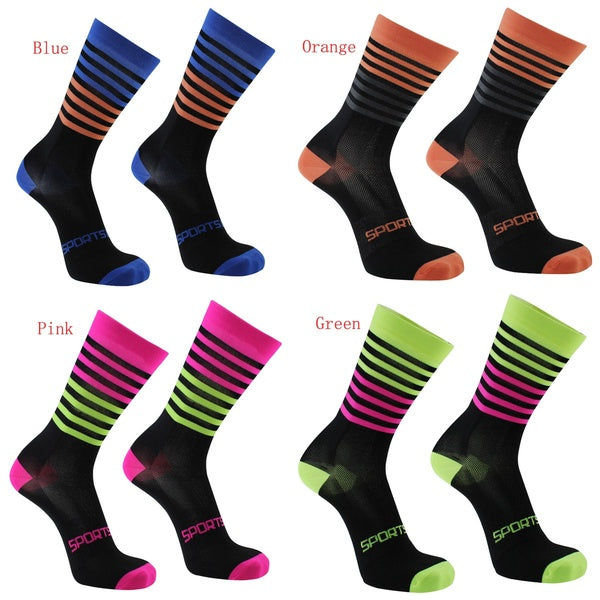Sports Chaussettes de cyclisme professionnel Hommes Femmes Chaussettes de vélo de route respirantes Sports de plein air Racing Bike Chaussettes de co