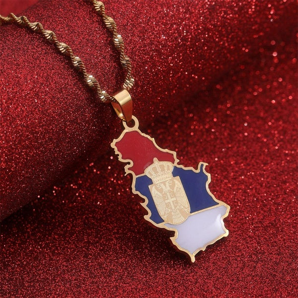 Serbie aigle carte drapeau pendentif colliers pour femmes hommes Srbija bijoux serbe
