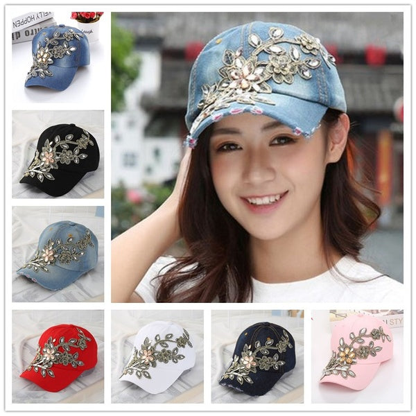 10 Colors Cowboy Summer Sun Hat Women's Baseball Cap Diamond Painting Embroidery Flower Denim Snapback Hats Woman Female Cap