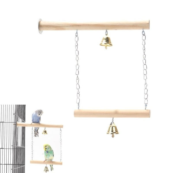 1PC Pet Wooden Birds Cage Toy Perch Cage Hanging Wood Birds Perch Parrot Toys Stand Holder Natural Wood Swing Pet Supplies