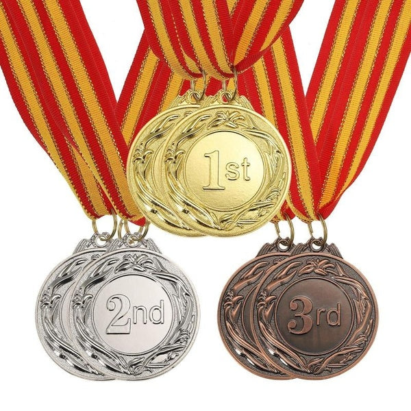 uxcell 2 Inch Gold Silver Bronze Award Metals, 6pcs-12pcs Winner Award Medals 1st 2nd 3rd Prize with Neck Ribbon for Games Sports Competitions Matron Inn