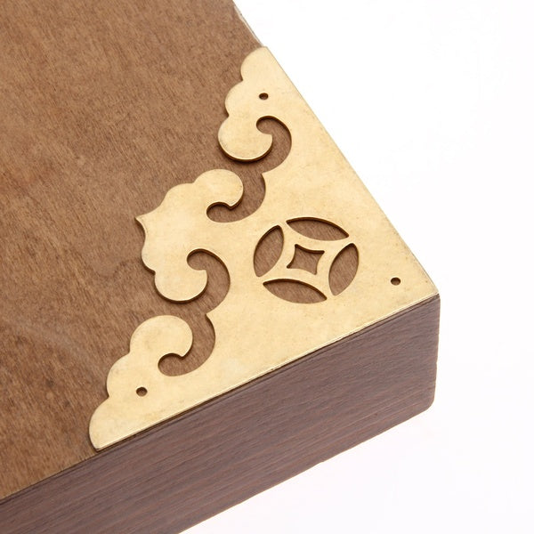2Pcs Chinese Antique Furniture Copper Brass Fittings Wooden Jewelry Box Copper Wrap Angle Corner Decorative Protectors