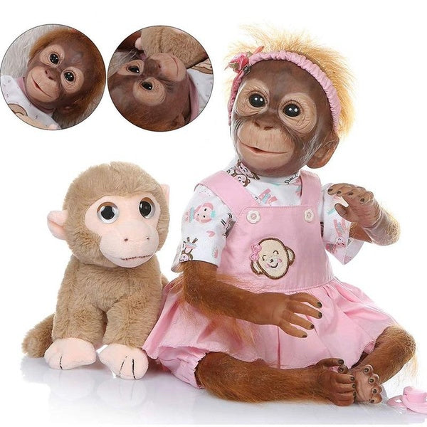 Realistic Newborn Monkey Reborn Baby Dolls Animal Dolls Weighted Cloth Body Soft Silicone Dolls