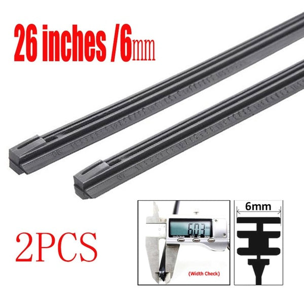 2PCS 6mm-8mm Car Auto Rubber Strip Refills For Metal Wiper Blades Windshield 14" 16" 22" 24" 26" Vehicle Insert Soft Refill