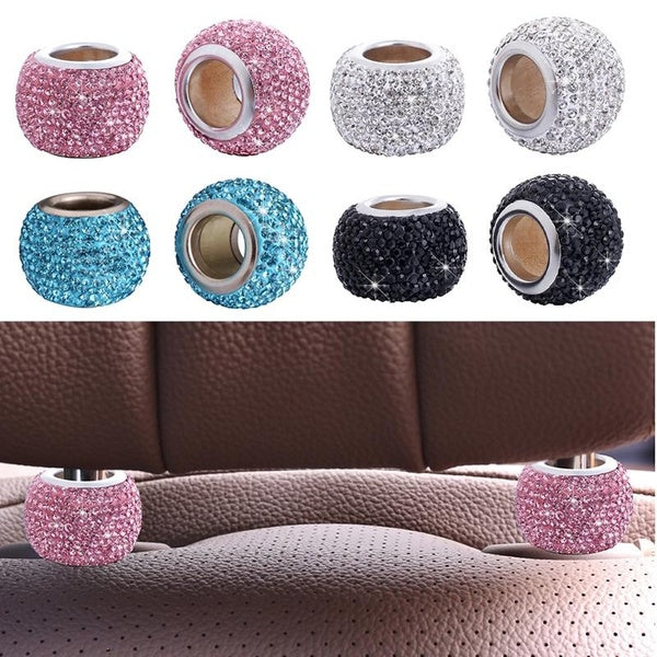 2 pièces universel cristal strass siège de voiture appui-tête anneau colliers décor charmes diamant Bling accessoires d'intérieur de voiture pour fem
