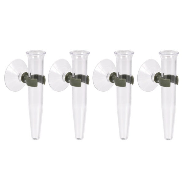 Floral Water Tubes with Suction Cup 0.6" ID 4" Plastic Wall Hanging Vase for Plants Flower Arrangement, Clear Pack of 8