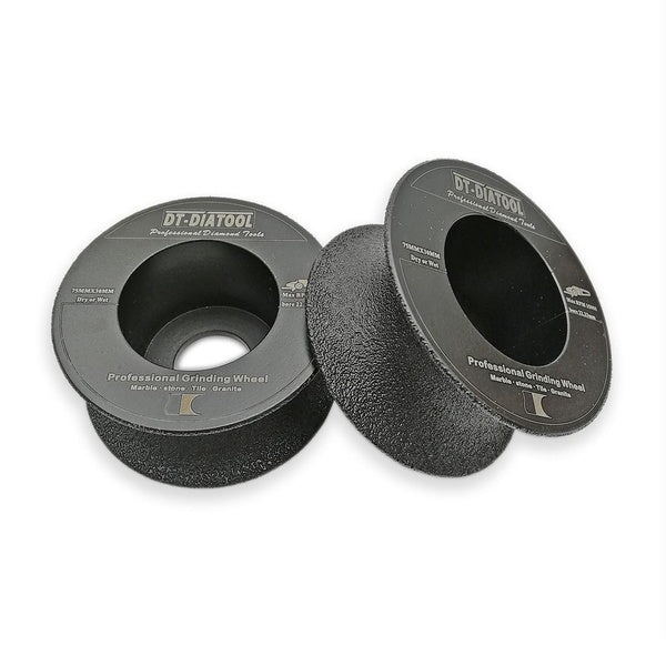 DT-DIATOOL 2pcs - pk 75mm - 3 "* 30mm Meule de disque de meulage de bord demi-rond en diamant brasé sous vide humide ou sec pour les grains de granit