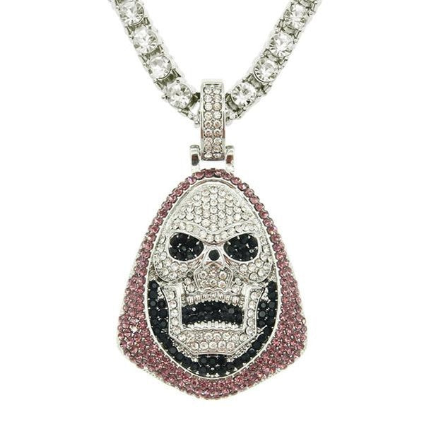 Hip Hop Cuban Chains Silver & Gold Skull Pendant Necklace Diamond Cuban Chain Fashion Sweater Chain Tennis Chain Clavicle Chains Creative Gifts