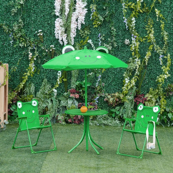 Kids Picnic Table and Chair Set Frog w- Removable Adjustable Umbrella
