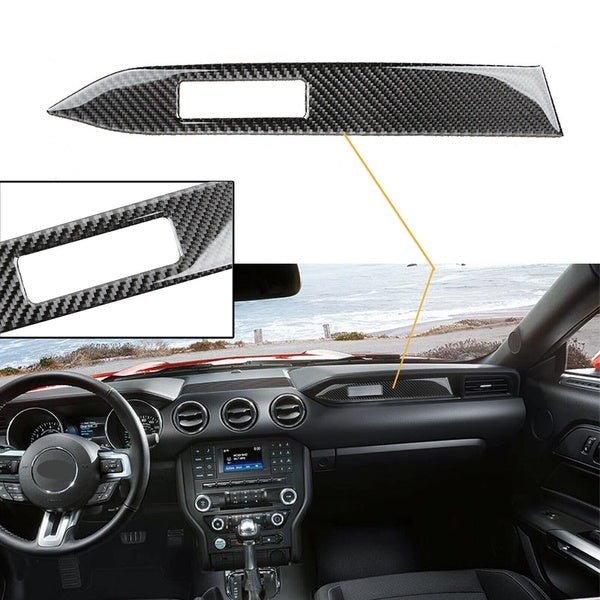 Genuine Carbon Fiber Interior Dashboard Center Console Panel Strip Cover Decals Trim Sticker For Ford Mustang 2015 2016 2017 2018 2019 2020 2021