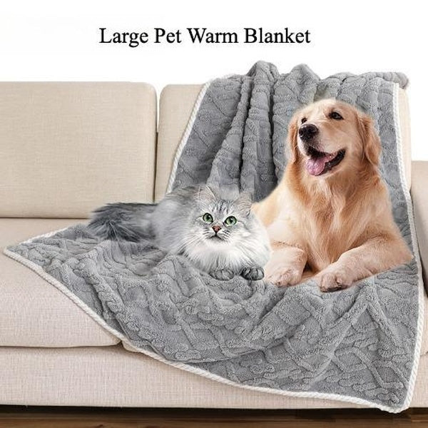 Waterproof Dog Blankets for Large Dogs Pet Blanket for Couch Protector Washable Premium Jacquard Coral Fleece Cat Throw Blanket Soft Plush Reversible