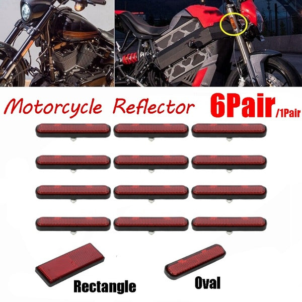 6 Pair-1 Pair M5x0.8 Rectangle-Oval Universal Screw Mount Reflective Warning Side Mark Reflector for Motorcycle Bike