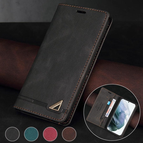 Portefeuille Antivol Brosse Magnétique Flip Avec Fente Pour Carte Étui En Cuir Pour Samsung Galaxy S23 Ultra S22 Plus S21 FE S20 FE S10 S9 S8 Note 20