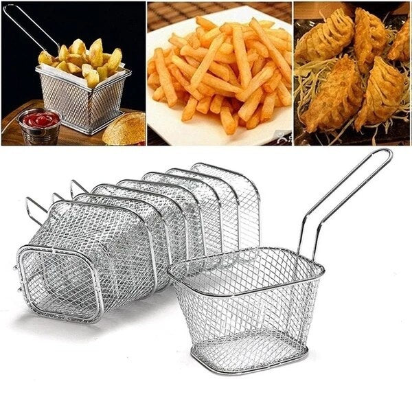 1PC French Fries Basket Stainless Steel Chips Mini Frying Basket Strainer Fryer Kitchen Cooking Chef Basket Colander Tool WC 004