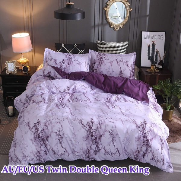 Fabric Marble Pattern Wrinkle Free Duvet Cover Set with Pillowcase EU-AU-US 3D Bedding Set Breathable Bedline Bedroom Decor Home Textile