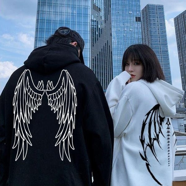 Gothic print Sweatshirt kurzarm Harajuku hoodie Engel Dmon Oversizedsommer paar hoodie streetwearIncrease