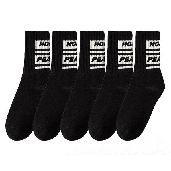 5Pairs-Lot High Quality Mens Socks Cotton Breathable Black White Fashion Casual Socks Breathable Male Socks
