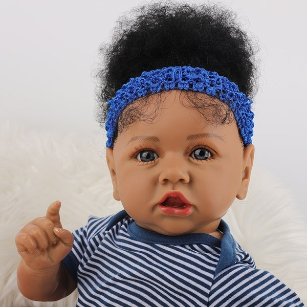 58cm Soft Silicone Black Baby Reborn Dolls Full Body Silicone - Cotton Body Lifelike Babies Toys for Girls