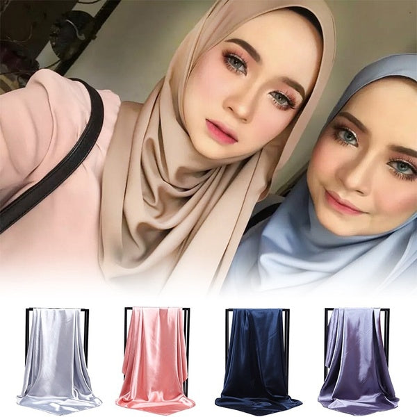 New Women Ladies Long Solid Soft Silk Scarf Muslim Hijab Jersey Stole Pashmina Fashion Shawl Wraps